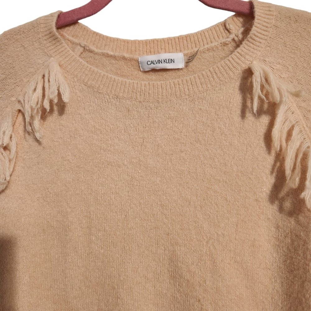 Calvin Klein Pink Sweater With Fringed Sleeve - Picture 5 of 6